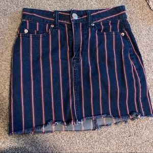 American Eagle super stretch striped high rise mini denim skirt size 00